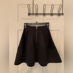 Lightly-worn, Noir, Cinched-Waist, A-Line Mini Skirt